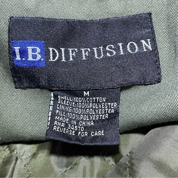 Vintage IB Diffusion Jacket Womens Medium Aztec Green Military Quilted Lined - Picture 6 of 13